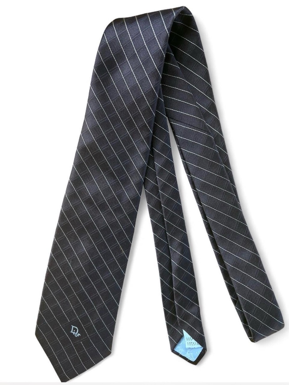 Dior Men’s Black Diagonal Stripe Silk Tie - Picture 2 of 5